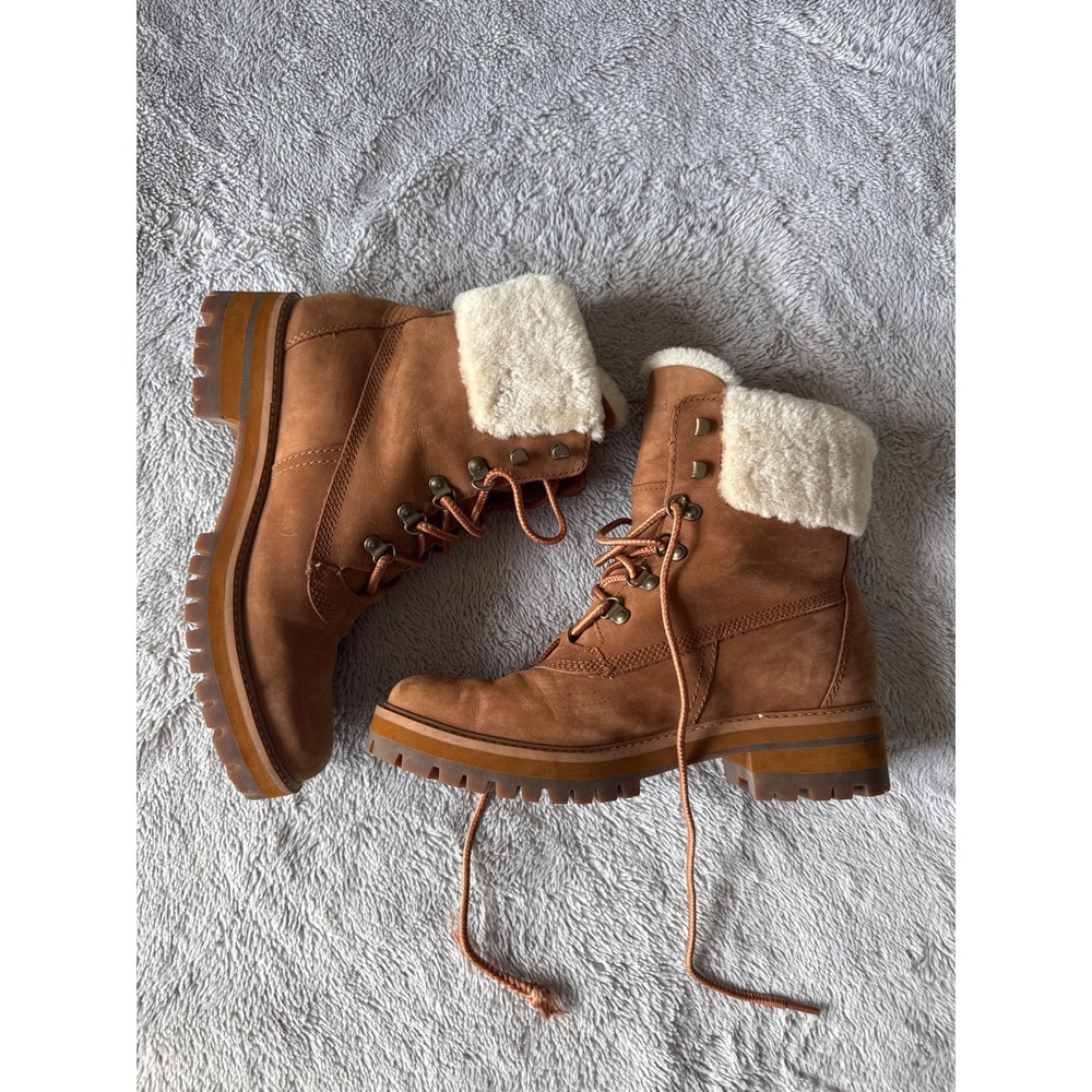 Timberland Courmayeur Valley Waterproof Shearling Boots Wheat Tan 9.5